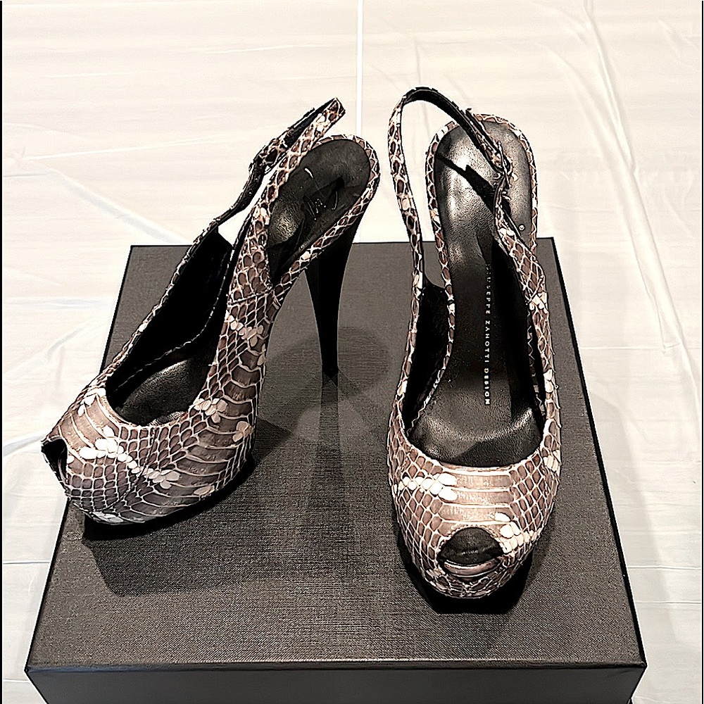 Barely Used Giuseppe Zanotti Snakeskin Sling Backs